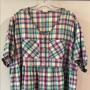 Circles N Sand - Plaid Button-Down Dress